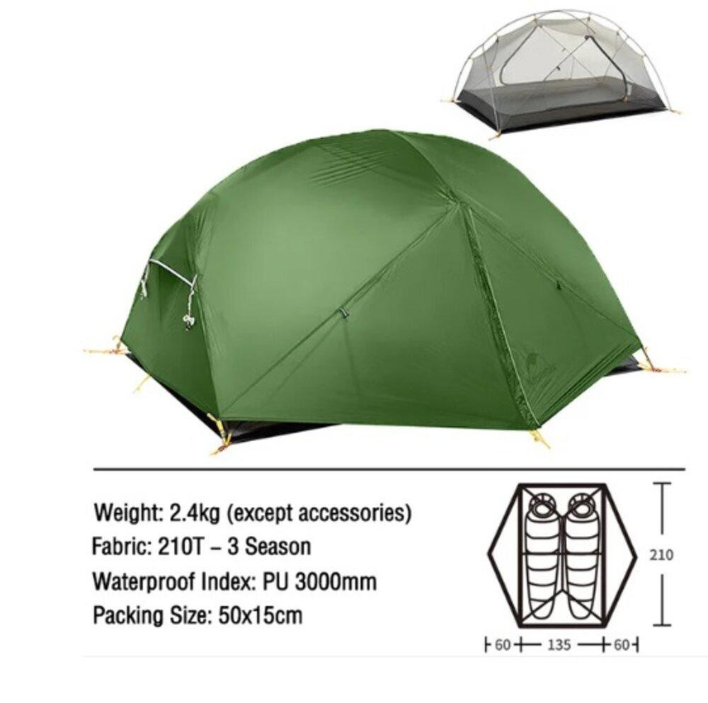 Намет двомісний легкий Naturehike Mongar 210T UL NH19M002-J (Зелений) Київ - фото 4