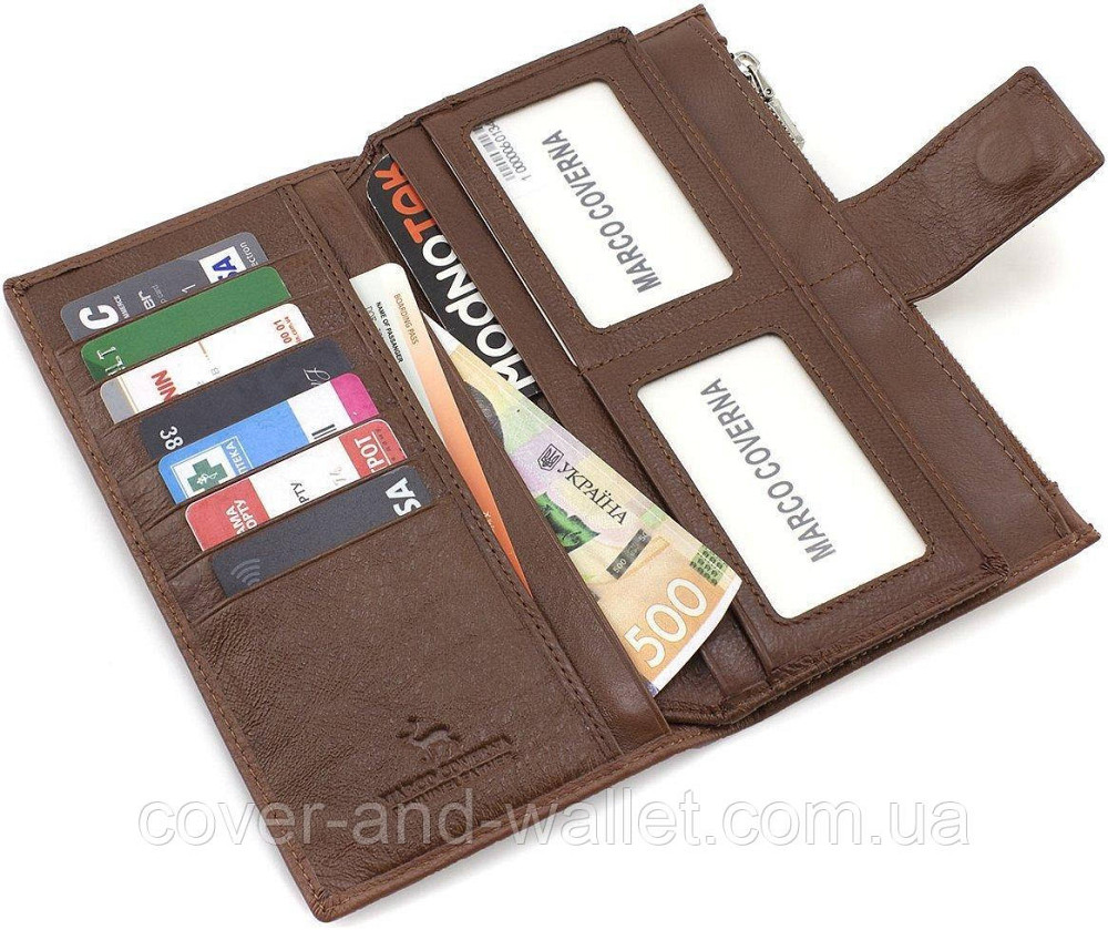 Вертикальный женский купюрник из натуральной кожи коричневого цвета Marco Coverna 0134 Киев - изображение 4