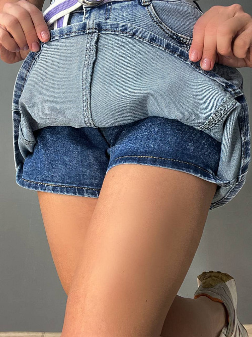 Шорти спідниця жіночі джинсові Vanver 8097 з поясом короткі блакитні, блакитний, 28, 28, 79 см, 108 см Київ - фото 15