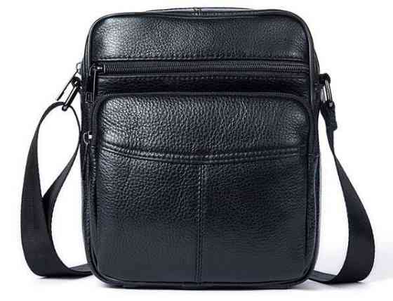 Сумка мужская компактная кожаная Черная (Vintage) Киев