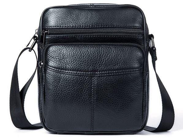 Сумка мужская компактная кожаная Черная (Vintage) Киев - изображение 6