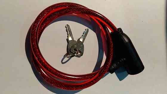 Замок на колесо (трос) (з ключем) (червоний) 60 см Мукачево