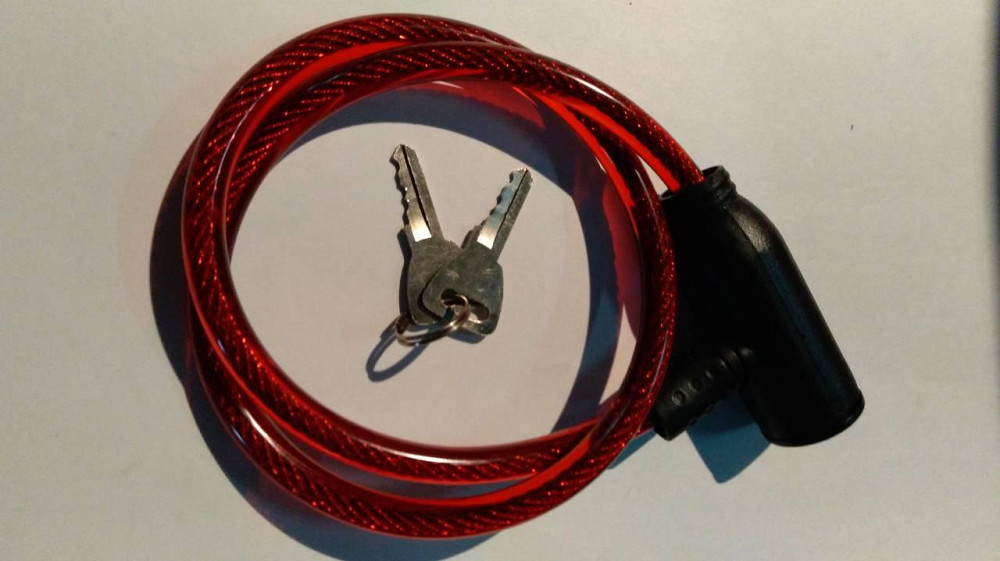 Замок на колесо (трос) (з ключем) (червоний) 60 см Мукачево - фото 1