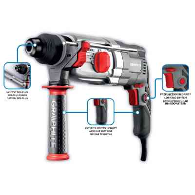 Перфоратор Graphite SDS-plus, 900Вт, 3.4Дж, кейс 6.1кг (58G539) Вінниця