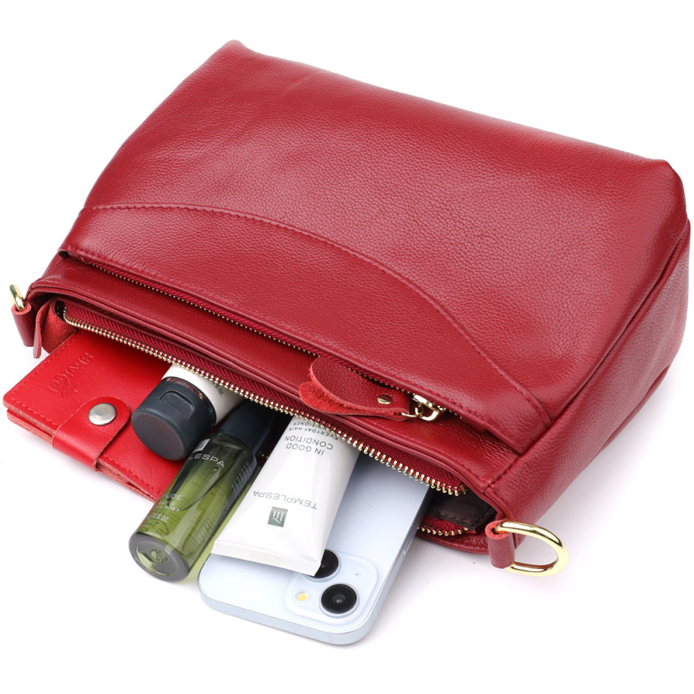 Женская сумка с твердым дном из натуральной кожи Vintage 22982 Красный Киев - изображение 8