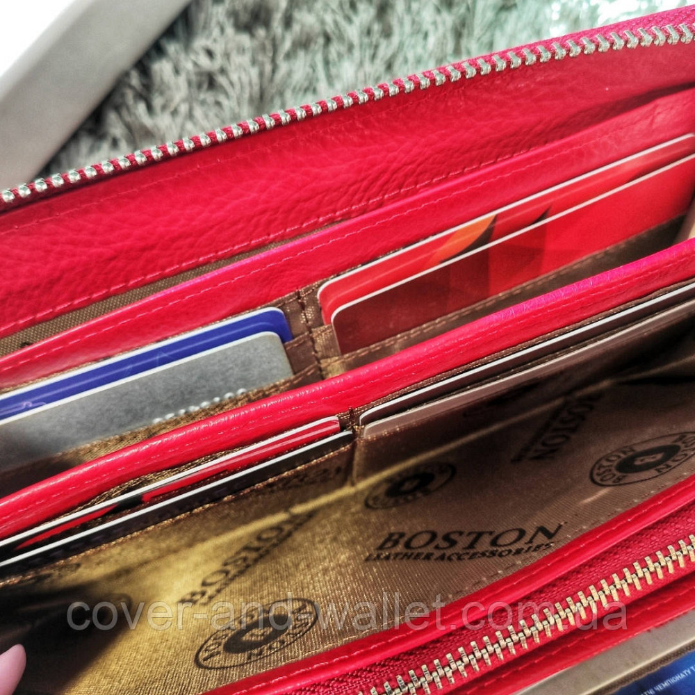 Жіночий червоний гаманець на блискавці на багато карток ST Leather 201 Київ - фото 8