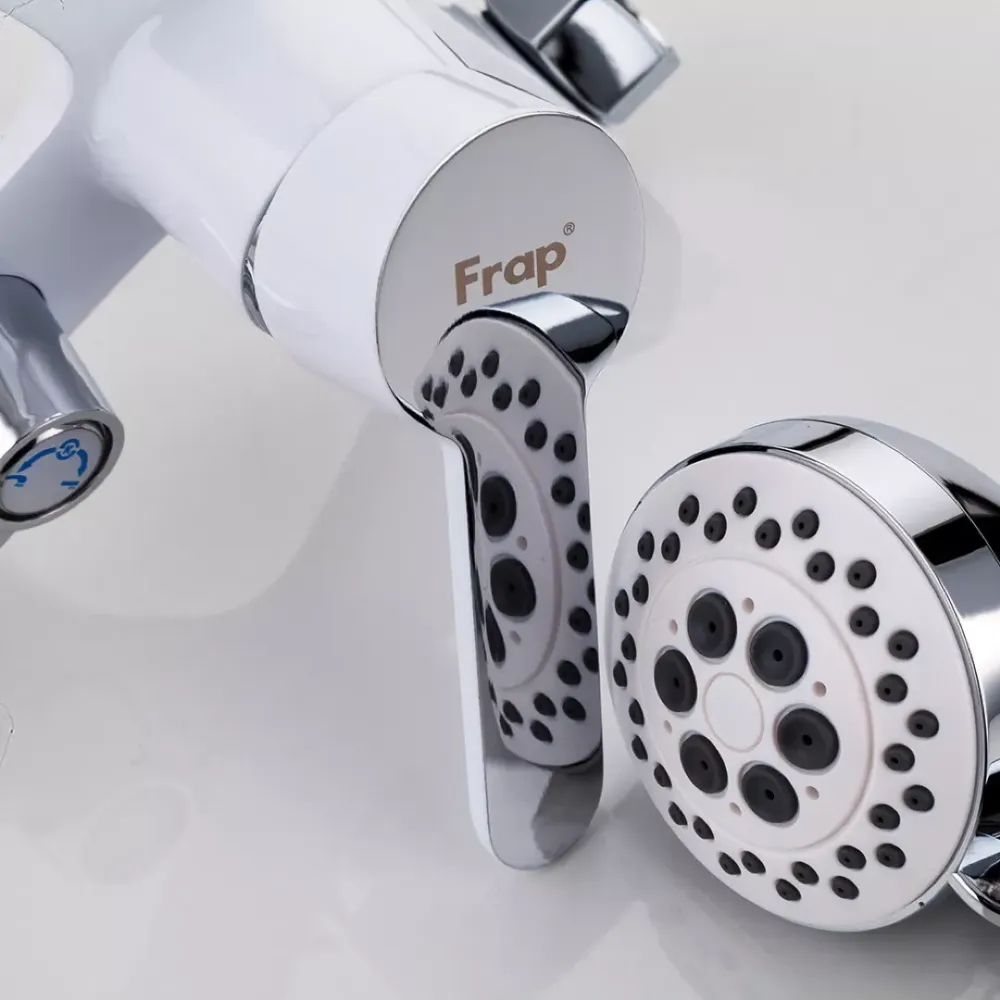Смеситель для ванны с душевым гарнитуром Frap F3241 белый/хром Киев - изображение 5
