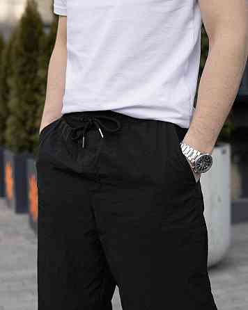 Чоловічі штани джогери з плащівки чорні Pobedov Ground Київ