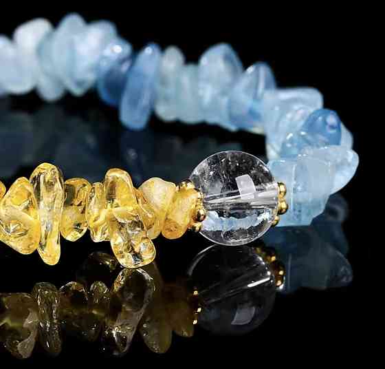 Браслет із натурального каміння (цитрин+аквамарин) Смела