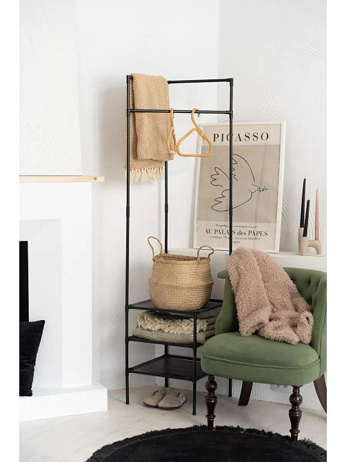 Напольный стеллаж для обуви и одежды 180×45×45 см с крючками, прочная пластиковая конструкция в черном цвете Одесса - изображение 20