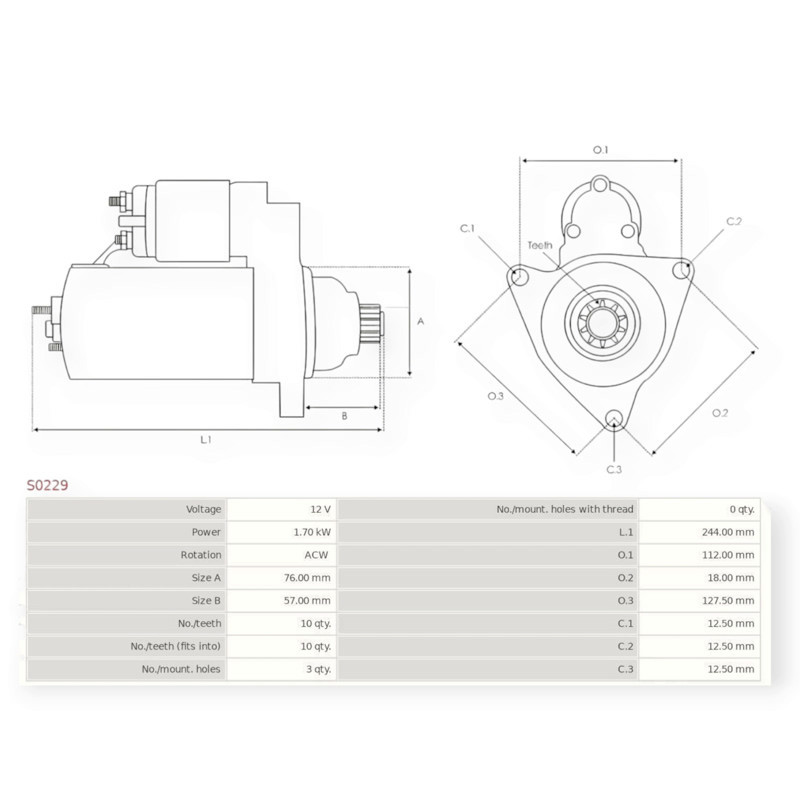 Стартер автомобиль Фольцваген Caddy III 2.0SDI (2004-) (12В, 1.7кВт, 10 зуб) Мукачево - изображение 5