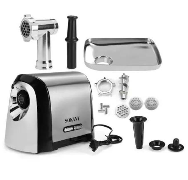 Мясорубка SK-088 2500Вт с металлическим корпусом, нержавеющими лезвиями и насадками для колбасы и кеббе Одесса - изображение 7