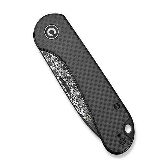 Ніж складаний кишеньковий Civivi Elementum Slip Joint, (7.5 см) Damascus / Carbon Fiber сірий Київ