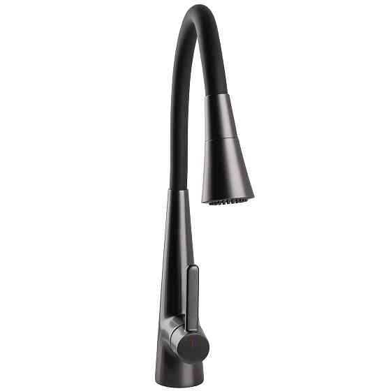 Змішувач для кухні Globus Lux LAZER Pro GLPR-203SM-GPлатунь Графіт,гофровилив Чорний з душ.насадкою Луцк