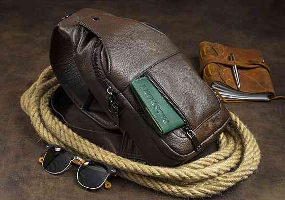 Сумка мужская кожаная через плечо Vintage 14390 Коричневая Киев