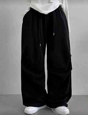 Жіночі стильні оверсайз штани двонитка Чорний Одеса