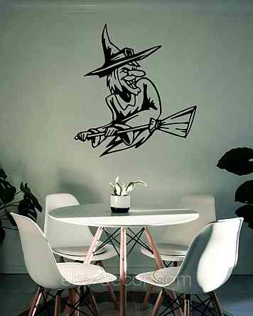 Декоративное настенное Панно «Ведьма с метлой», Декор на стену 90*82 см, Черный Киев