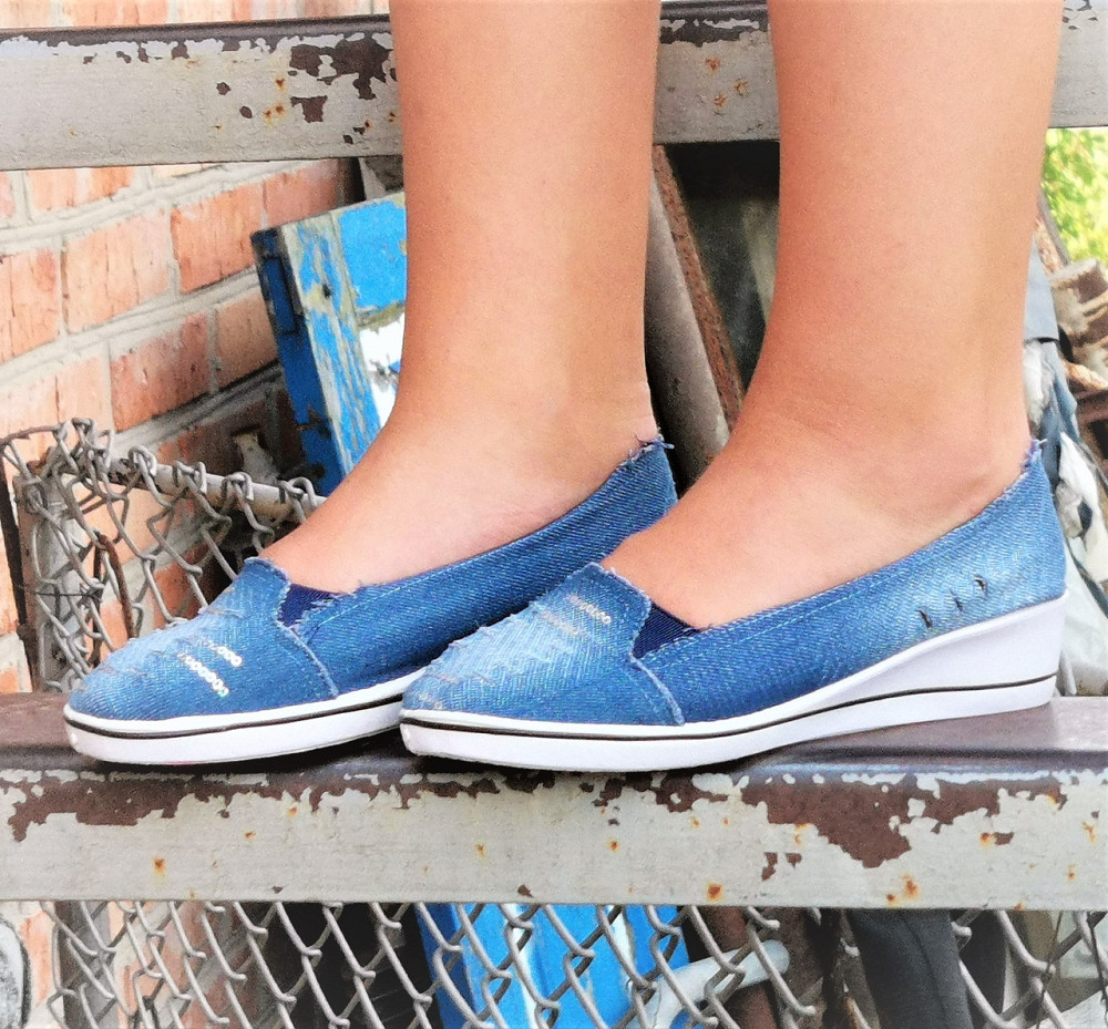 . Жіночі Мокасини Балетки на Танкетці Блакитні Джинсові Сині (розміри: 36,37,38,39,40) Дніпро - фото 5