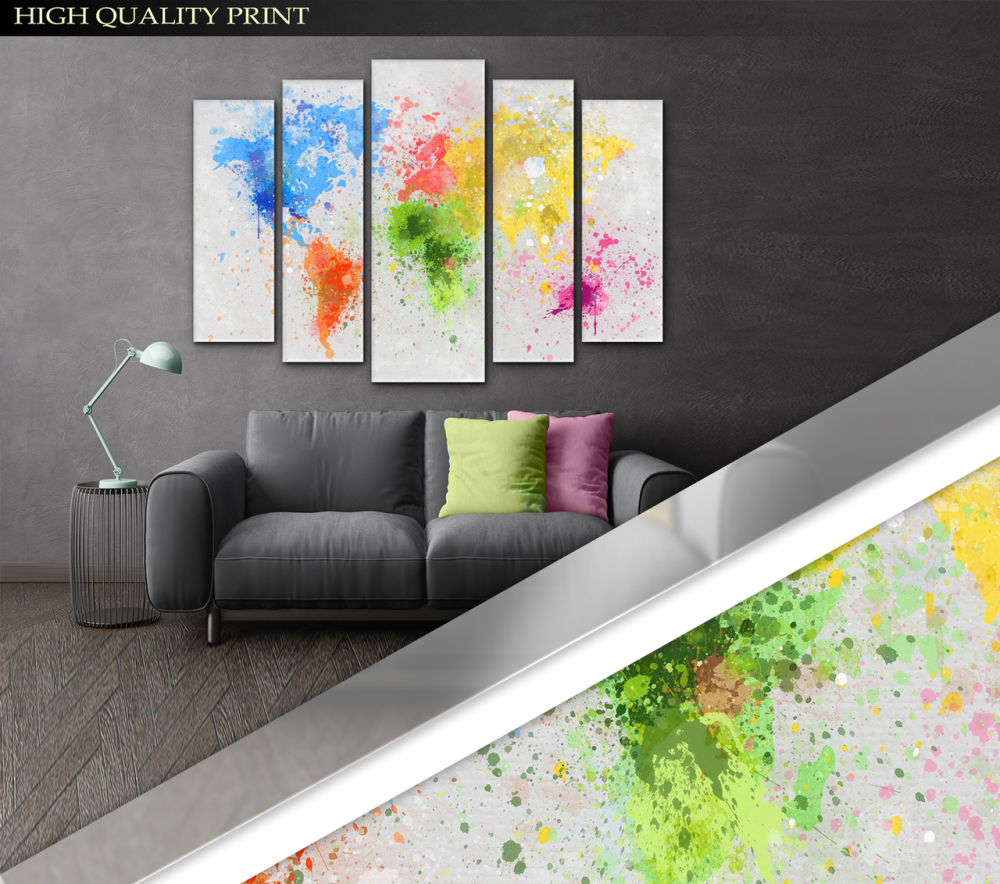 Модульна картина Абстракція Карта світу Art-279_5 ( 80х118см ) Київ - фото 3