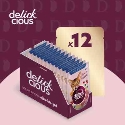 Влажный корм для кошек Delickcious Хлопья с кроликом и тропическими фруктами в сливочном соусе 80 г (4820269141841) Винница