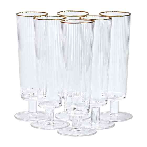 Келихи для шампанського із золотою облямівкою 6 штук по 300 мл HP82 Коломия