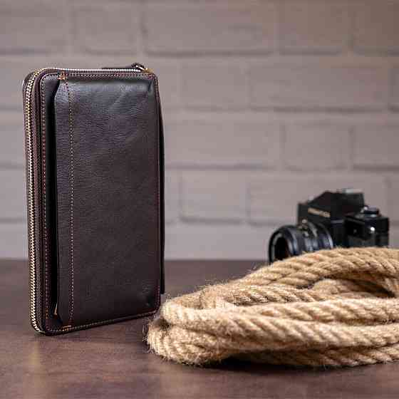 Мужской клатч-барсетка с ремешком на руку Коричневый (Vintage) Киев