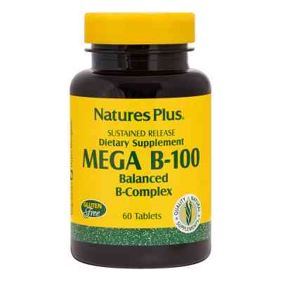 Вітамін Natures Plus B-комплекс повільного вивільнення, MEGA В-100, Nature's Plus (NTP1430) Вінниця