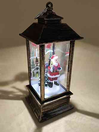 Новорічний LED ліхтар на батарейках без блискіток 