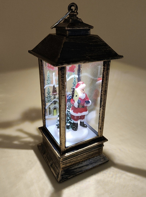 Новорічний LED ліхтар на батарейках без блискіток 