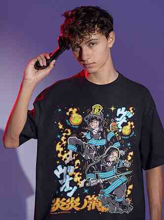 Футболка для мальчика аниме Фире Форке Схинра Кусакабе оверсайз (рост от 165 до 180 ) Черний AnimeJ0954m Днепр