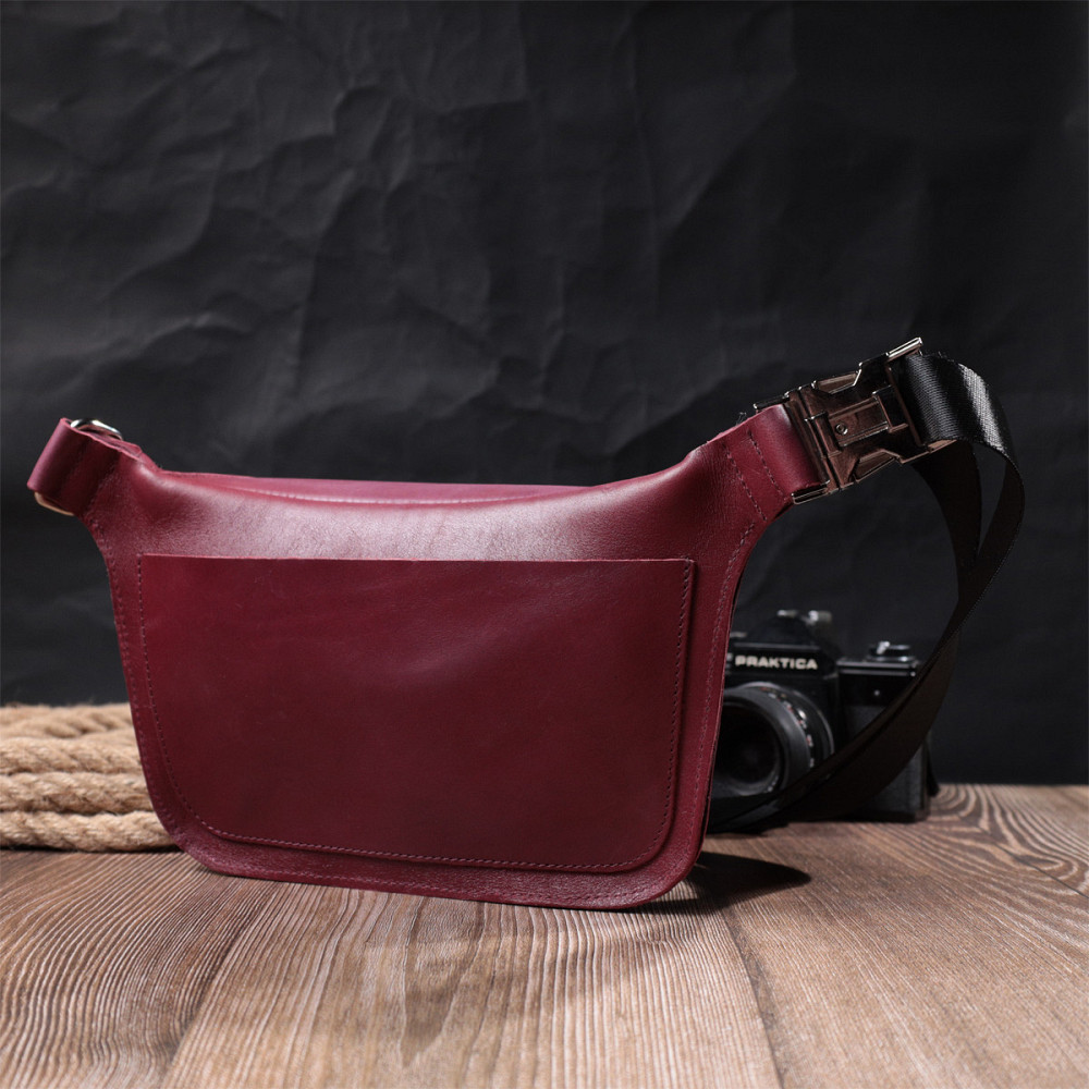 Красива бананка для жінок з натуральної шкіри GRANDE PELLE 22815 Рожевий Київ - фото 10