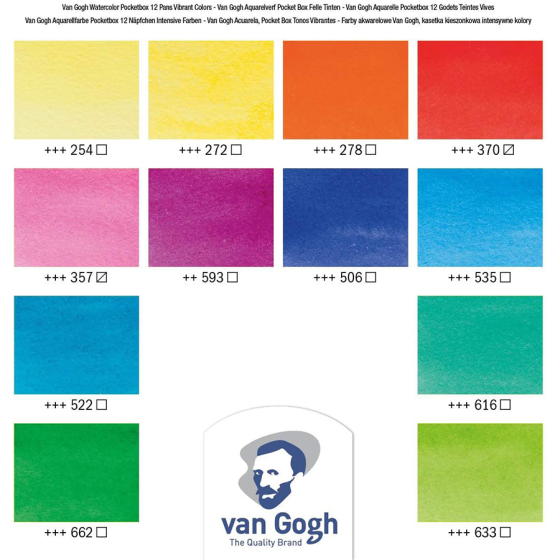 Набір акварельних фарб VAN GOGH Pocket box VIBRANT COLOURS 12 кювет Royal Talens Київ
