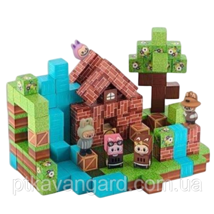 Магнітний конструктор Labubu 190 магнітних блоків будиночок (подвійні магніти) BZ 94-12 Хмельницький - фото 1