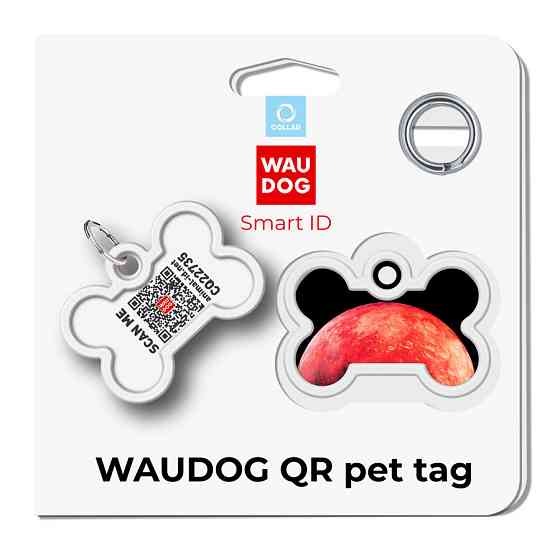 Адресник для собак и котов металлический WAUDOG Smart ID с QR паспортом, рисунок 