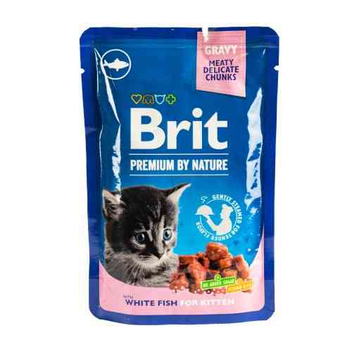 Вологий корм Brit Premium Cat pouch для кошенят, біла риба, 100 г Київ