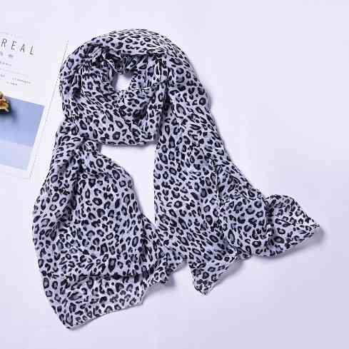 Шарф леопардовий принт чорно-білий - розмір шарфа 160*50см, шифон Київ