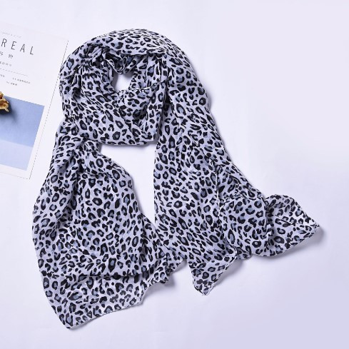 Шарф леопардовий принт чорно-білий - розмір шарфа 160*50см, шифон Київ - фото 1