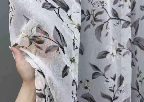 Тюль VR-Textil 1681т Flora Батист Белый с серым 400х270 см (42-0965) Киев
