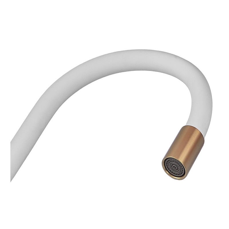 Змішувач для кухні Zerix Rex-011 Brushed Gold Refl.White з нержавіючої сталі (Колір матове золото+силіконовий вилив білий) ( 21688 Харьков - изображение 7