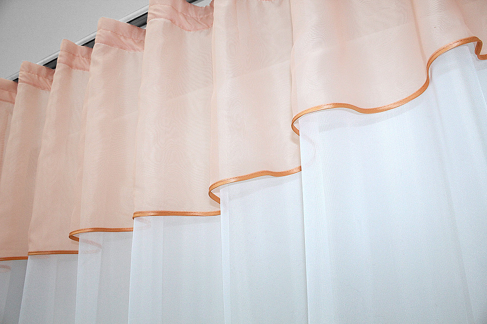 Кухонная занавеска VR-Textil № 047к персиковый с белым 280х170 см (50-276) Киев - изображение 4