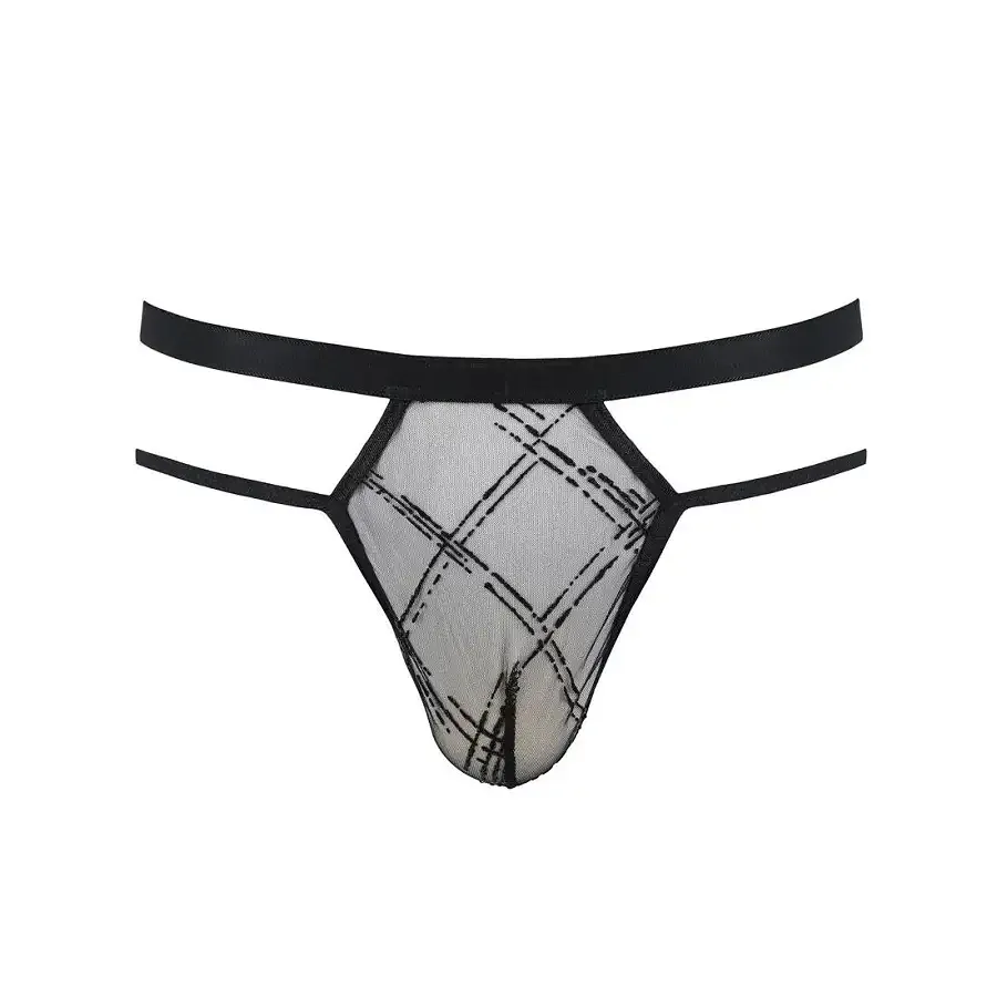 Чоловічі прозорі стринги Passion 029 THONG COLLIN S/M Black, сітка Львов - изображение 5