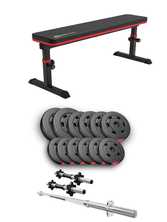 Набір Hop-Sport Premium 38кг з лавою HS-1025 Pro, штангою та гантелями Київ