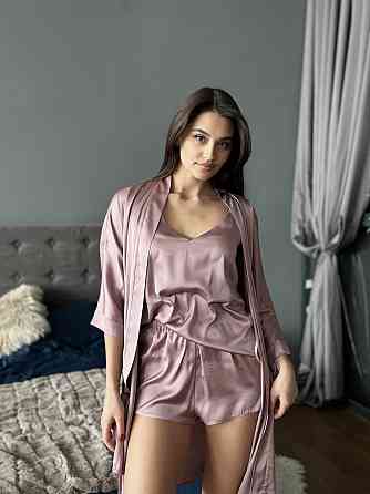 Пижама женская шелковая с шортами Какао XL/XXL Харьков