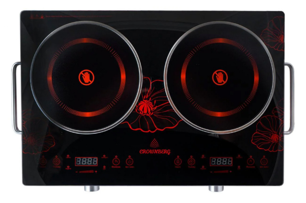 Інфрачервона плита Crownberg CB-1327, 2 конфорки, сенсорне управління, таймер, склокераміка Одеса - фото 3