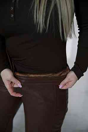 Прямые кожаные штаны на меху Choice 46-48, Шоколадный Киев