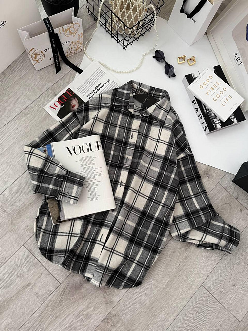 Жіноча тепла звичайна сорочка вільного крою турецький кашемір Сірий Одеса - фото 3