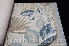 Шпалери метрові вінілові на флізеліні Rasch Clas геометрія листя пальми банана сині коричневі Київ - фото 3