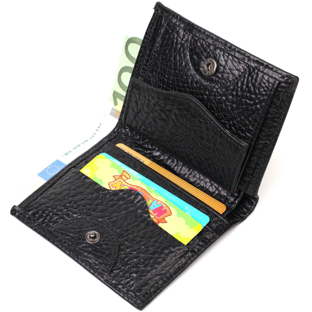 Компактный кошелек с удобным функционалом из натуральной кожи Tony Bellucci 22069 Черный Киев - изображение 5