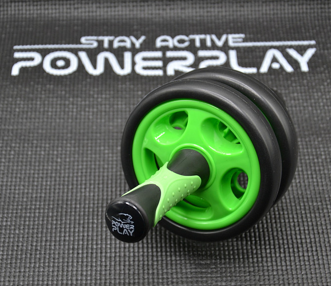 Колесо для преса подвійне PowerPlay 4327 Dual-Core Ab Wheel Чорно-зелене Каменское - изображение 7