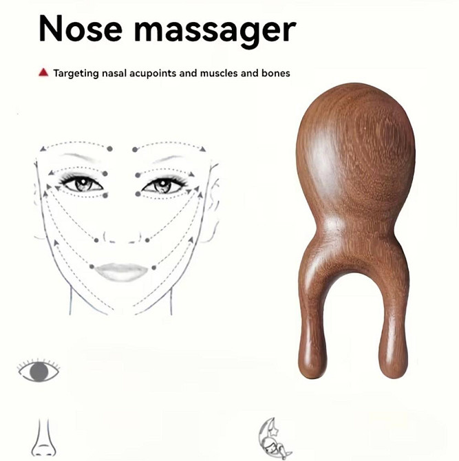 Дерев’яний масажер для обличчя та вух, масажер для носа та точок, ручний масажер з натурального дерева Київ - фото 5
